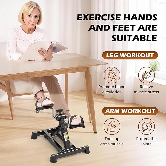 Mini Exercise Bike, Under Desk Bike Pedal Exerciser Portable Foot Cycle Arm & Leg Peddler Machine
