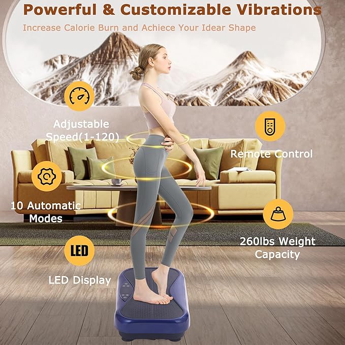 Vibration Plate Exercise Machine Vibration Platform for Weight Loss, Vibration Plate for Lymphatic Drainage Whole Body Power Shaker Home Workout Equipment