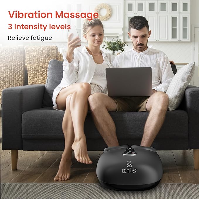 COMFIER 2025 Upgrade shiatsu Foot Massager for Neuropathy,Plantar Fasciitis,Foot Massager with Heat,Remote Control,Pause Function, feet Massager with Compression,Vibration,Gift for Men Size 13