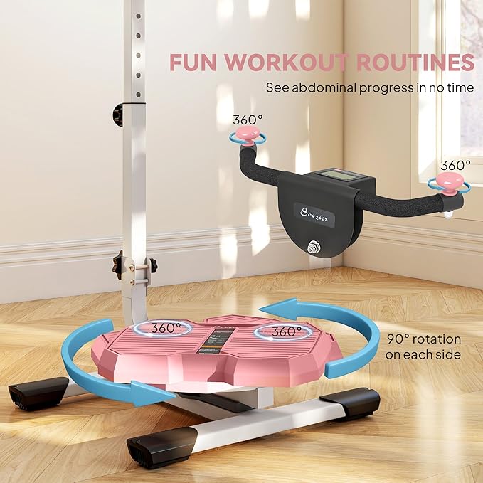 Soozier Foldable Ab Twister Board for Waist Trimming with Screen Showing Time, Calories, Ab Workout Equipment for Women and Men, Core Fitness Training Ab and Butt Workout Equipment