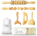 Château Avant 5Pcs Lymphatic Drainage Massager Cellulite Massage Tool – Luxury Wood Therapy Massage Tools Cupping Therapy Set Includes Cupper, Rollers, Contouring Board, Scraper – Tool Kit for Home