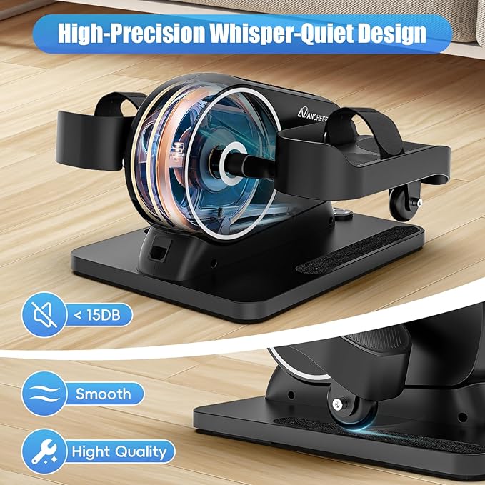 ANCHEER Under Desk Elliptical Machine, 2-in-1 Mini Exercise Bike, Digital Display, 9 Resistance Levels, 12 Speed Levels, Active and Auto Modes, Silent Operation