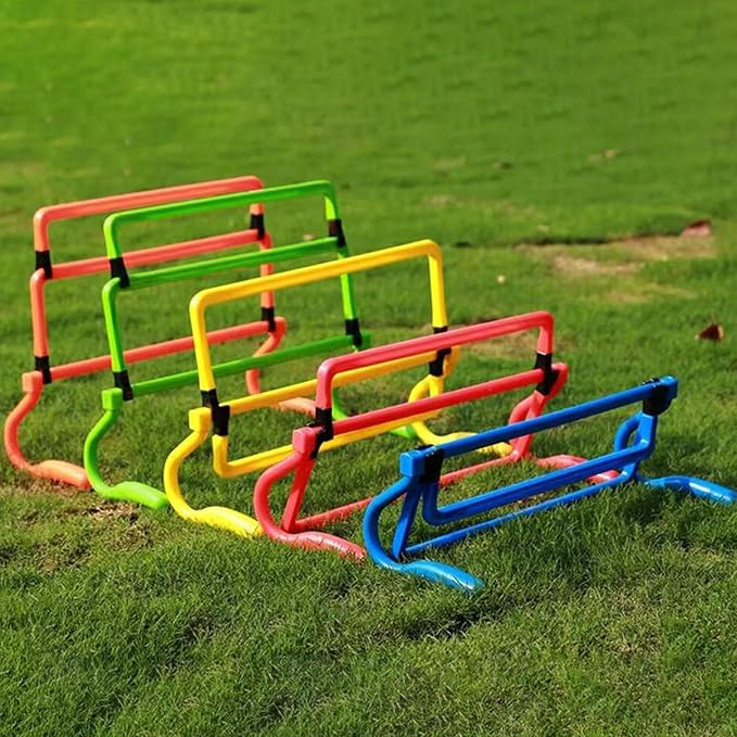 5 Pieces Agility Hurdles Training Speed Hurdles Obstacle Rack Foldable PVC Adjustable Height Lightweight Portable Suitable for Fitness Coaching Childr