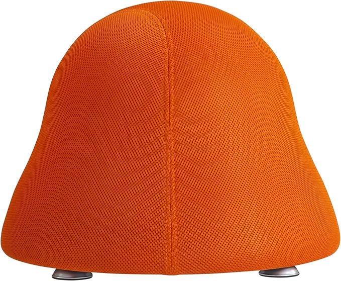 Pemberly Row Low Profile Vinyl Upholstered Ball Chair, Orange Finish, Powder Coated Legs, Anti-Burst Stability Ball, Supports up to 250 lbs, Active Seating for Office or Kids Use