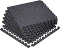 SUPERJARE 0.79'' Extra-Thick Exercise Equipment Mats, 6 Pcs 24 Sq Ft Rubber Top Floor Tiles with High Density EVA Foam, Interlocking Gym Flooring for Home Gym, Protective Workout Mat, Black/Purple