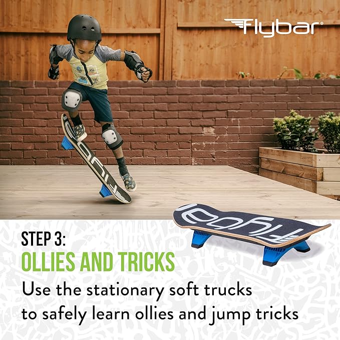 Flybar 3 in-1 Learn to Skate – Complete Skateboard for Beginners, Balance Board, Skateboard Accessories, Learn Skate Tricks Fast and Easy, Ollies, Backflips, Durable, Boys, Girls, Ages 6+, 100 lbs
