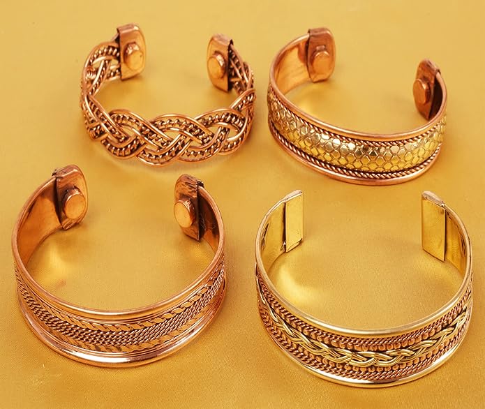 Copper Bracelet Tibetan Style. Hand Forged with Solid and High Gauge Copper Jewelry Cuff for Women Men. Combo of Different Designs