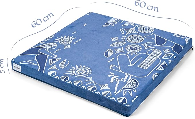 Zaveur Royal Court Meditation Mat With Velvet Cover - 24" x 24" Square Zabuton Thick Yoga Mat - Non Slip Exercise Mat for Home Workout - Thick Foam Exercise Floor Mat for Zafu or Bench