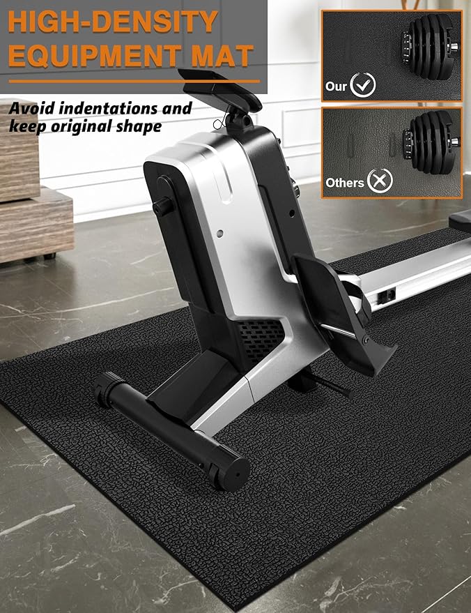 Treadmill Mat 96"x36", WERCHO Walking Pad Mat for Carpet Hardwood Floors 6mm Heavy-Duty Exercise Equipment Mat for Rowing Machine, Treadmil Pad, Spin Bike, Elliptical Trainer, Home, Gym