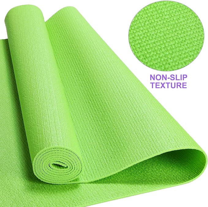 24 Pack 3 mm Thick Yoga Mat Bulk, Non Slip Exercise Workout Fitness Pad for Women Men, Gym Home Yoga Pilates, Easy to Clean, Sturdy PVC