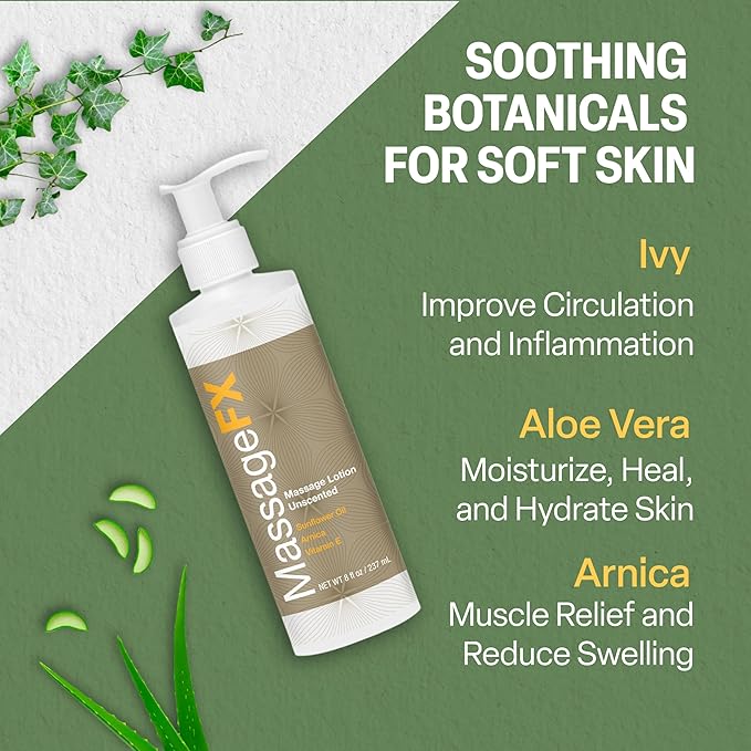 Massage FX Unscented Massage Lotion, 1/2 Gallon - Professional Massage Lotion for Massage Therapy with Sunflower Seed Oil, Arnica, and Vitamin E
