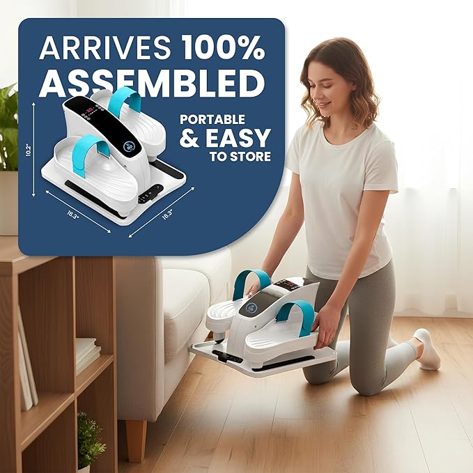 Under Desk Elliptical Machine – Electric Seated Pedal Exerciser for Seniors & Adults, Quiet Ellipse Leg Exerciser with 12-Speed Corded Electric Control, Remote, LCD Foot Pedals for Home Office Workout