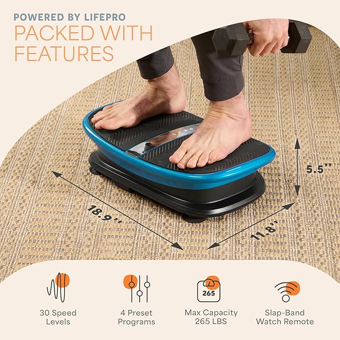 Lifepro Vibration Plate for Lymphatic Drainage – Whole Body Vibrating Platform Exercise Machine for Muscle Toning & Recovery with Remote Max Load 260 lb