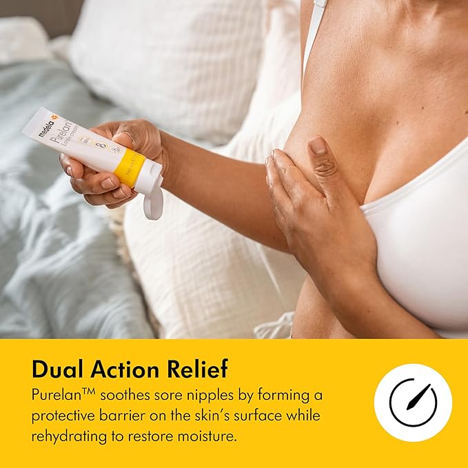 Medela Purelan Lanolin Nipple Cream, Fast Relief for Sore Nipples & Dry Skin During Breastfeeding, Safe for Breastfeeding Baby, Natural, Hypoallergenic, Fragrance-Free, 1.3 Ounces, 2 Pack
