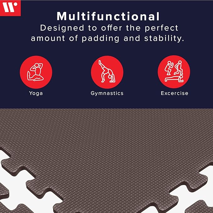 We Sell Mats 3/8" Thick Multipurpose EVA Foam Exercise Floor Mat, Interlocking Tiles, Anti-Fatigue for Home or Gym