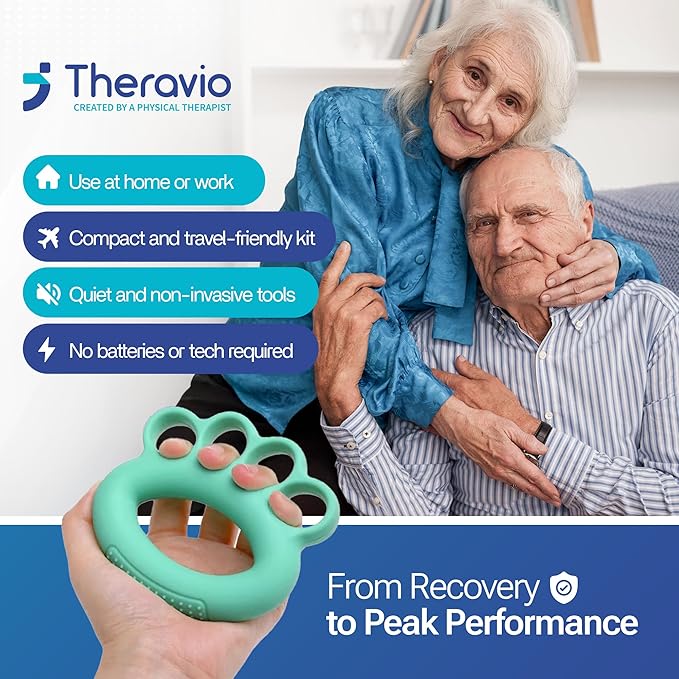 Theravio Pro Hand Therapy Kit with Grip Strength Trainer, Finger Strengthener, Hand Exercise balls For Arthritis, Hand Exerciser For Carpal Tunnel, Hand Gripper Strengthener For Physical Therapy