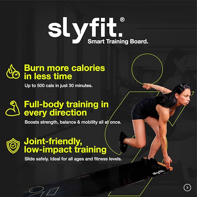 Slyfit Slide Board – Revolutionize Your Workouts: Slide Exercise at Home with Booties for Fitness, for Multi-Sport Training, Core Strength, Flexibility – Low-Impact Durable Home Gym Equipment for Balance and Agility