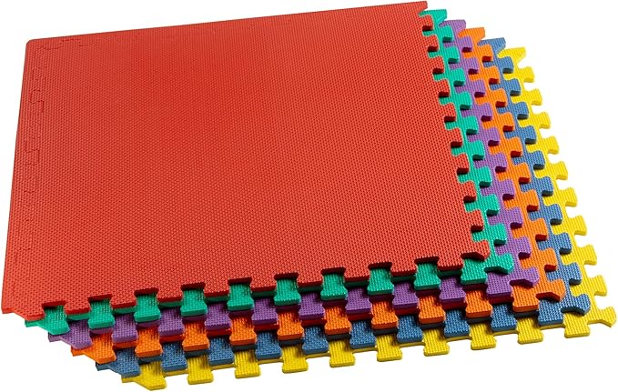 We Sell Mats 3/8" Thick Multipurpose EVA Foam Exercise Floor Mat, Interlocking Tiles, Anti-Fatigue for Home or Gym