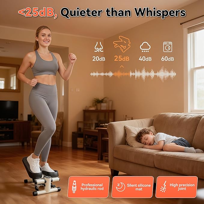 EPHESPORT Steppers for Exercise at Home, New Version Stair Stepper with Adjustable Resistance, Featuring LCD Display & Resistance Bands, Smooth & Quiet Mini Stepper for Full Body Workout