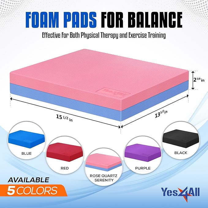 Yes4All Balance Pad, Nonslip TPE Foam Balance Pad with Upgraded Sizes - L, XL, XXL Balance Mat for Fitness, Yoga & Stability Training - Multicolor Options