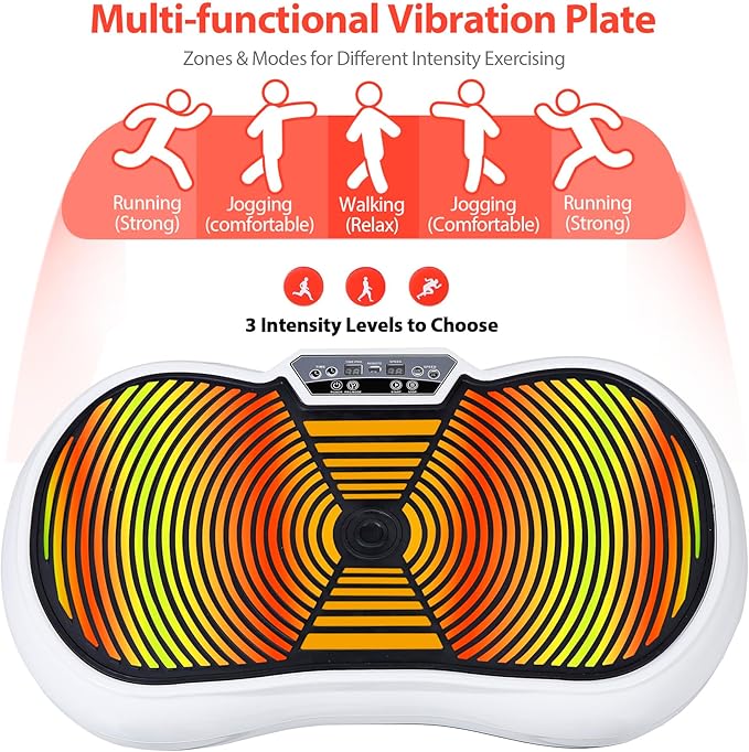 SUPER DEAL Pro Vibration Plate Exercise Machine - Whole Body Workout Vibration Fitness Platform Fit Massage Workout Trainer w/Loop Bands + Bluetooth + Remote, 99 Levels