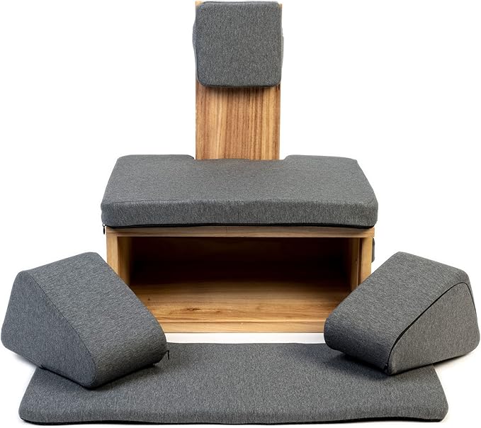 Ungloo Meditation Box Chair with Back Support | Posture Seat with Padded Leg Wedges, Foot Pad and Supportive Backrest | Portable Lightweight Meditation Floor Chair