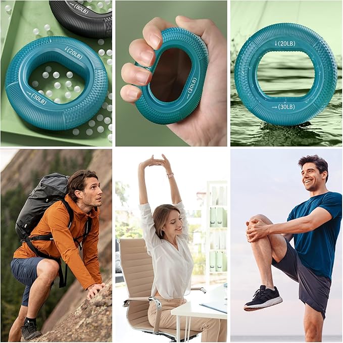 Grip Strength Trainer, Silicone Hand Grip Strengthener Ring for Finger Workout, Rock Climbing, Forearm & Grip Training, Stress Relief Exerciser for Men & Women, Durable Double-Force Design