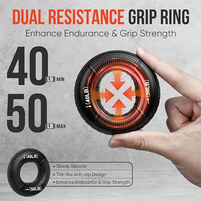 4-Pack Grip Strength Trainer Kit, Adjustable Forearm Strengthener, Black Hand Grip Strengthener Balls, Finger Exerciser & Stretcher for Strength Training, Recovery & Flexibility