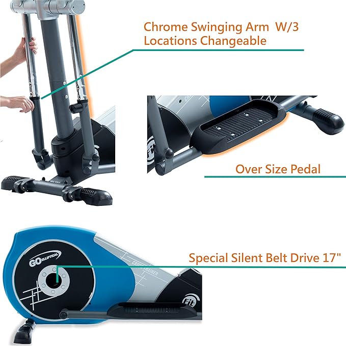 V-450T Standard Stride 17” Programmable Elliptical Exercise Cross Trainer with Adjustable Arms and Pedals and HRC Control for Cardio Fitness Strength Conditioning Workout at Home or Gym