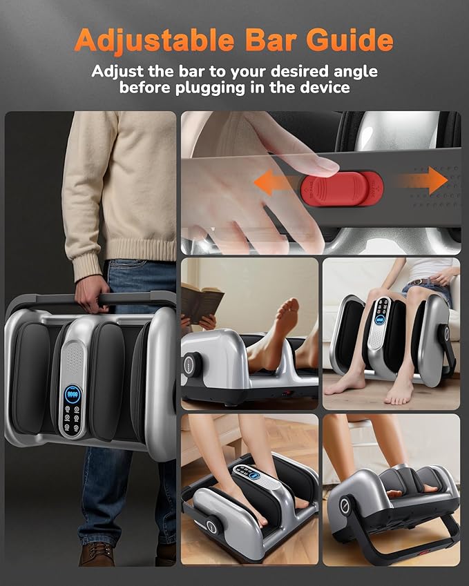 Shiatsu Foot Massager Machine with Heat : Deep Kneading Calf Massager with Vibration for Plantar Fasciitis, Neuropathy, Pain Relief, Circulation - for Home and Office Use