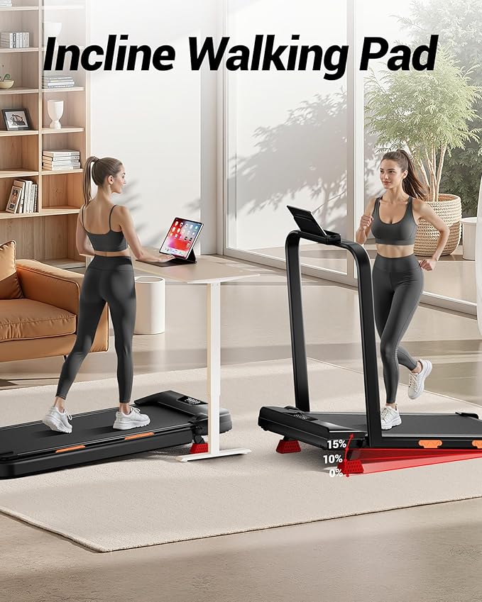 LONTEK 3-in-1 Foldable Treadmill with 300 LBS Capacity, 15% Walking Pad Treadmills for Home and Office, 2.5 HP Under Desk Treadmill with Quiet Brushless