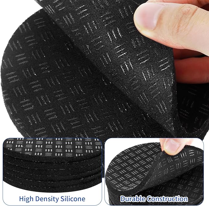 Treadmill Mat 6 Pcs, 4" x 4" x 0.2" Non-Slip Anti Vibration High Density Silicone Exercise Equipment Walking Mat for Carpet Floors, Hardwood, Concrete Floors and More (Round Shape)