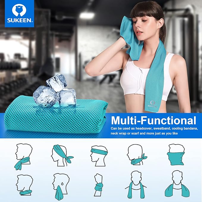 Sukeen 4 Pack Cooling Towels (40"x12"),Ice Towel,Soft Breathable Chilly Towel,Microfiber Towel for Yoga,Sport,Running,Gym,Workout,Camping,Fitness,Workout & More Activities