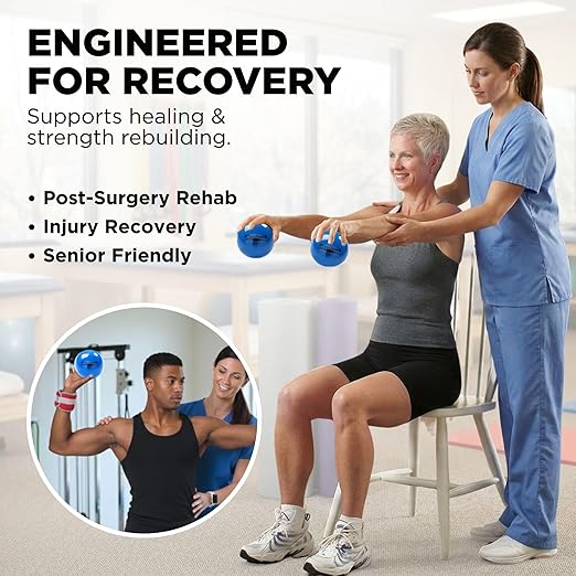THERABAND Soft Weight, 4.5" Diameter, Weighted Balls for Baseball, Weighted Balls for Softball, Hand Held Ball Shaped Isotonic, Shoulder Strength, Rotator Cuff & Throwing Trainer, Blue, 5.5LB