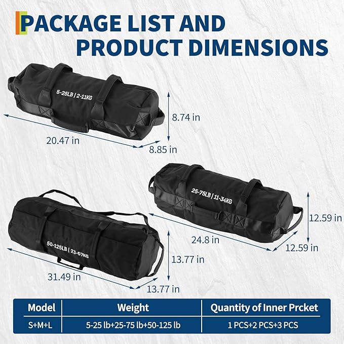 Garvee Sandbag for Fitness Weights Training,5-200 LBS Adjustable Weighted SandBag for Strength Powerlifting Running Home Gym Exercise,Black