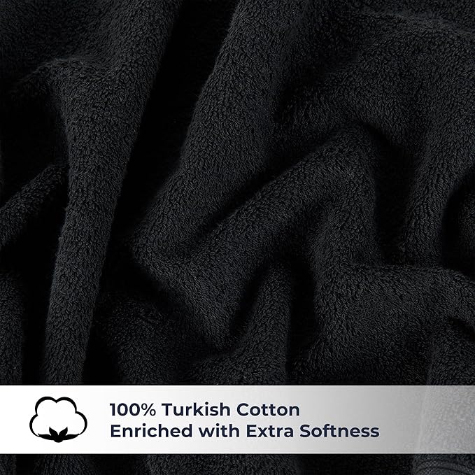 NUKURA 12’’ x 40’’, 450 GSM Gym Sweat Towel for Outdoor Workout, High Absorbent with Extra Softness, 100% Cotton Neck Towels, Black