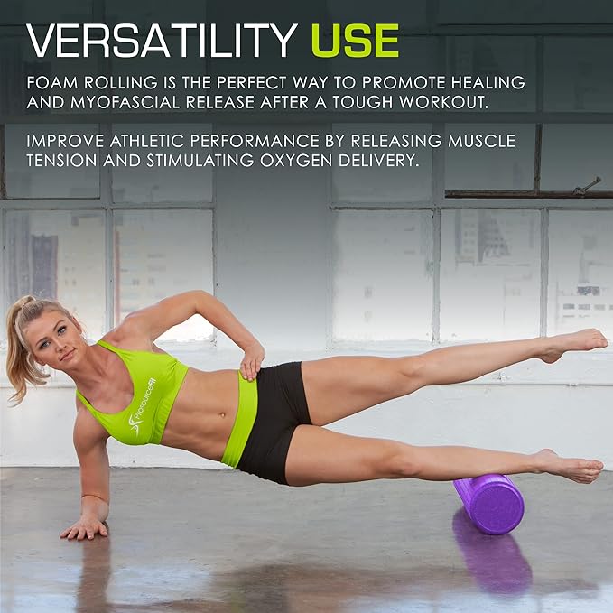 ProsourceFit High Density Foam Rollers Long, Firm Full Body Athletic Massage Tool for Back Stretching, Yoga, Pilates, Post Workout Muscle Recuperation