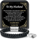 LUXEJEW Gifts for Men - Beaded Leather Bracelet 6mm Matte Agate Stone Bracelets for Men Dad Son Husband Boyfriend Grandpa Grandson Brother Uncle Nephew Adjustable Magnetic Clasp