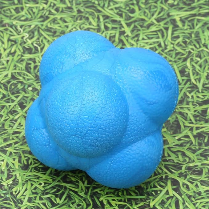 3pcs Hex Bounce Reaction Ball, Handball Reflexs Training Equipment, Rubber Reaction Bounce Balls for Hand Eye Coordination Training