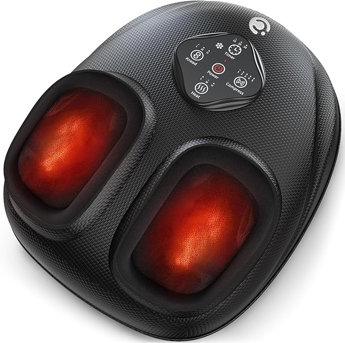 CooCoCo FSA Eligible Foot Massager with Heat, Upgraded Shiatsu Feet Massager for Plantar Fasciitis, Neuropathy, Foot Warmer for Women Men Mom, Feet Massage Machine with Kneading, Compression, Size 13