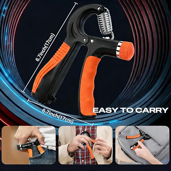 Grip Strength Trainer - Adjustable Resistance 11-132lbs/5-60kg Hand Gripper & Forearm Strengthener Device with Smart Counter for Sports & Rehab