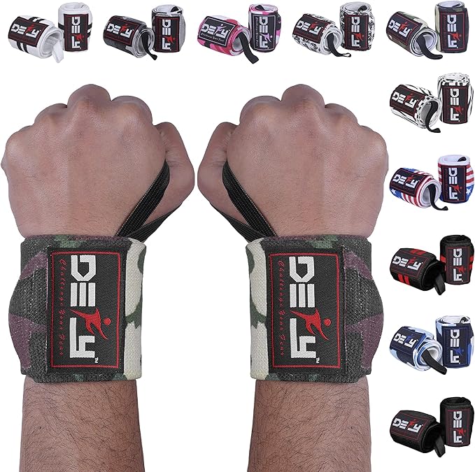 DEFY Fitness Wrist Wraps 18" Professional with Thumb Loops- Premium Quality, Strong Fastening Straps- Men & Women – Best for Weightlifting, Powerlifting,Strength Training