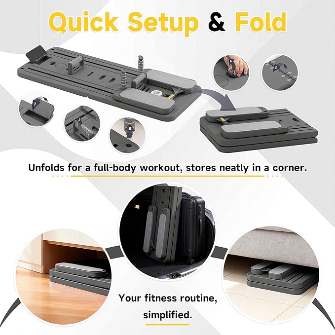 COSIEST Pilates Board for Home Use, Foldable Pilates Reformer Set with Resistance Bands, All-in-One Professional Workout Fitness Equipment for Core, Abs, Glutes, Legs, Butt, Arms Toning