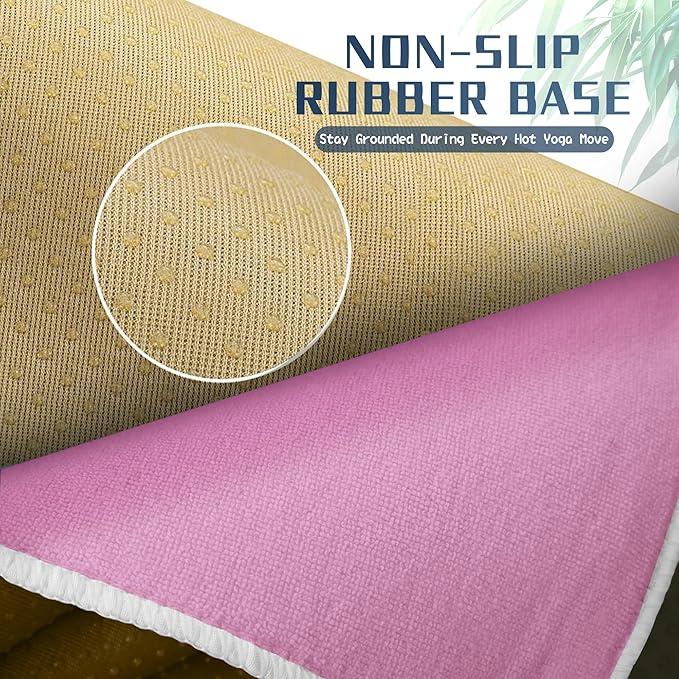 Hot Yoga Towel Non-Slip, 2 Pack Thick & Soft Yoga Mat Towel, Sweat Absorbent, with Grip Dot, 72" x 26", Yoga Towel for Hot Yoga, Pilates, Fitness and Gym Workouts, Light Purple