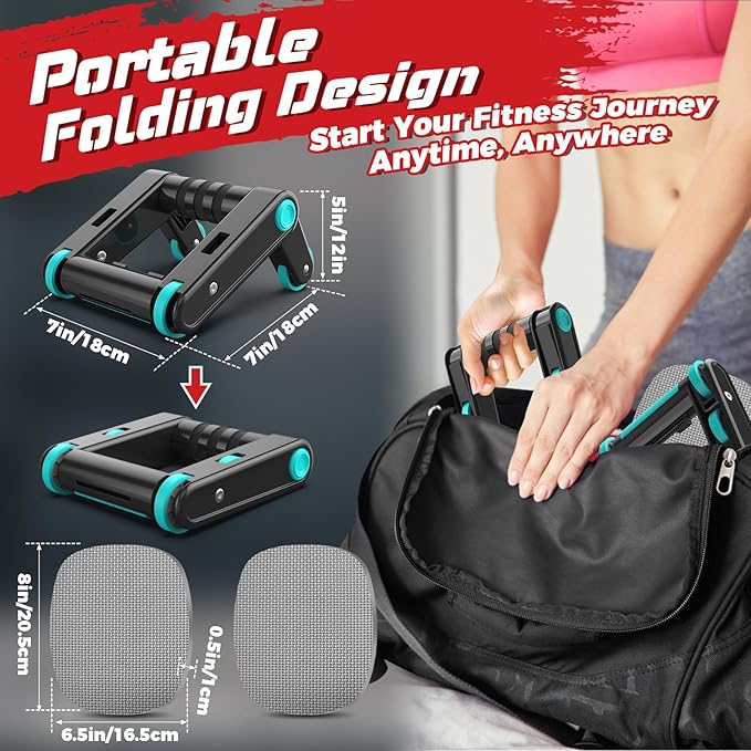 Ab Roller Wheel, 2-In-1 Exercise Roller Wheels, Push-Up Bar, Abdominal Exercise Machine, Ab Workout Equipment for Core Strength Training, Abs Exercise Roller with Knee Pad for Women Men Home Gym