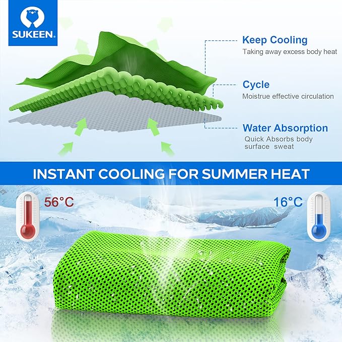Sukeen 4 Pack Cooling Towels (40"x12"), Cooling Neck Wraps, Ice Towel, Soft Breathable Chilly Towel,Microfiber Towel for Yoga,Sport,Running,Gym,Workout,Camping,Fitness,Workout & More Activities
