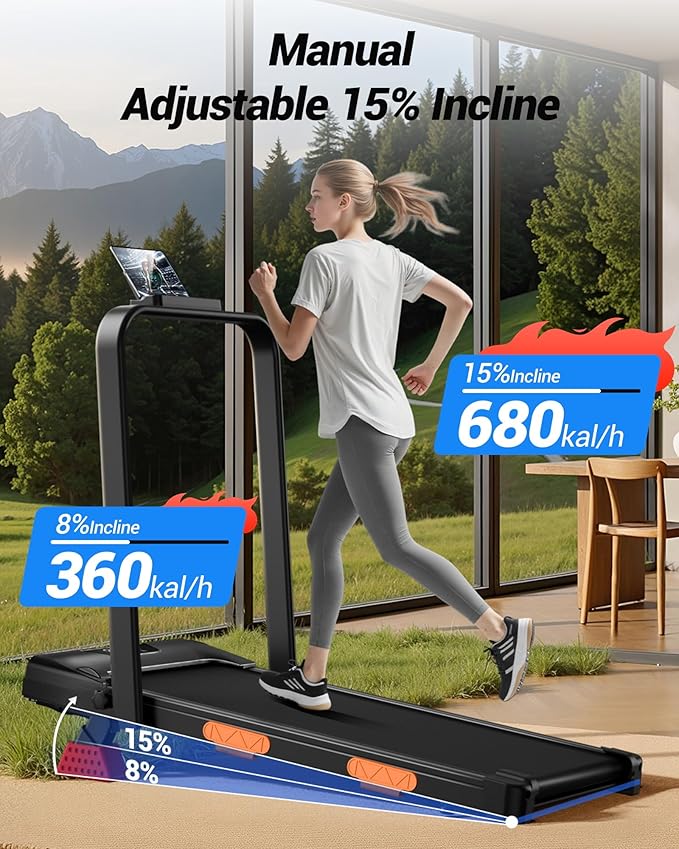 CURSOR FITNESS Walking Pad with 15% Incline 0.6-6.2MPH Foldable Portable Treadmill 2.5HP Compact Walking Pad for Home Small Space 300LBS with Remote Control