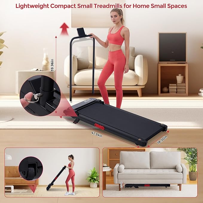 MCRG Walking Pad Treadmill with Incline, 2026 Upgrade Portable Walking pad Treadmill with Handle Bar, 0.6-7.6MPH Small Treadmills Walking Pad for Home Small, 3.5HP, 350LBS