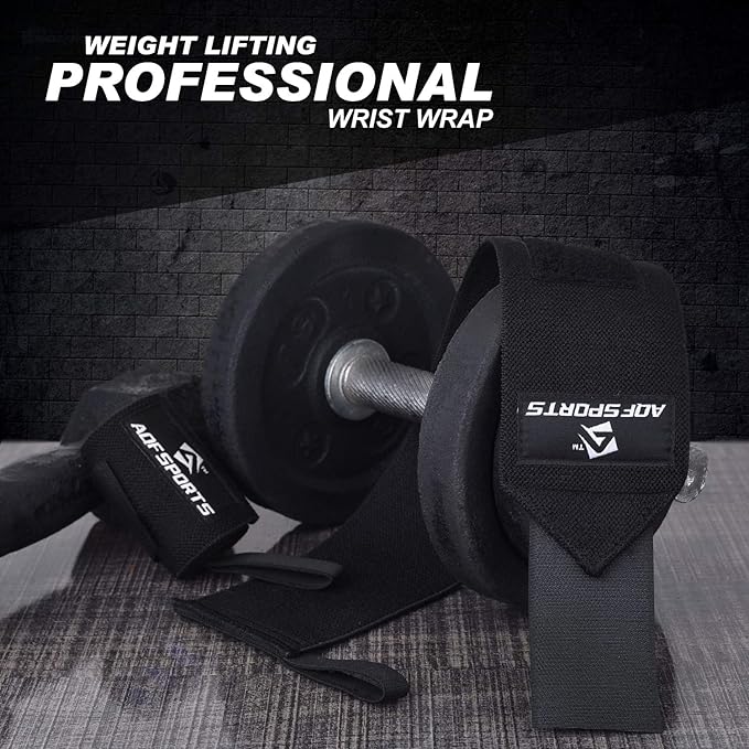 AQF Wrist Wraps for Weightlifting - USPA & IPL Approved 18" Gym Wrist Support with Thumb Loop - Heavy Duty Lifting Wrist Straps for Fitness, Workout, Powerlifting, & Bodybuilding (Pair)
