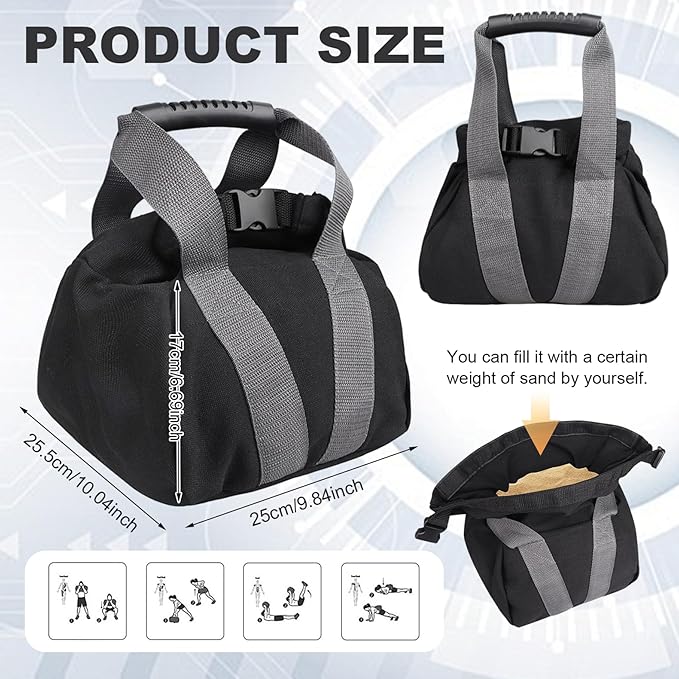 2Pcs Fitness Sandbags with Non-slip Handle Refillable Portable Canvas Sand Kettlebell Soft Sand Bag for Home Training, Fitness, Yoga Workou, | Sandbags for Working Out